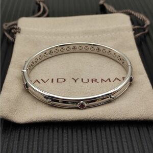 David Yurman Silver Bracelet with Red and Blue Accents